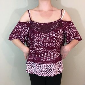 Patrons of Peace Cropped Cold Shoulder Top, Sz XL